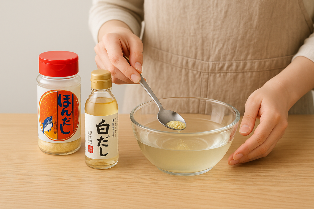 だしの素の量顆粒だし白だしの対応早見表