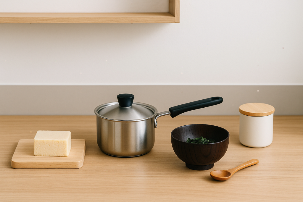 味噌汁の作り方一人分~5分で完成の段取り図