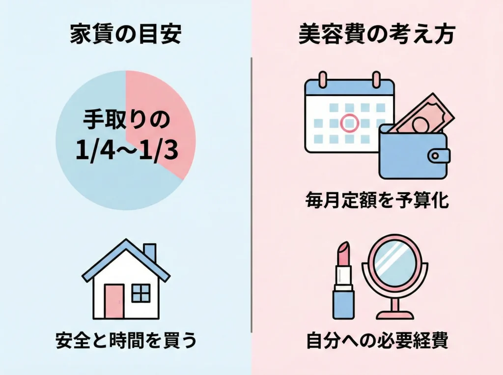 家賃と美容費の負担感